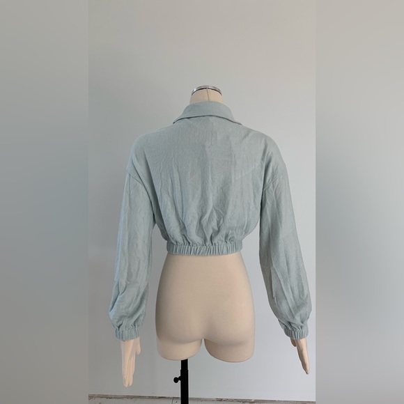 Sky Blue Quarter Zip Collared Fleece Pullover - Picture 6 of 10